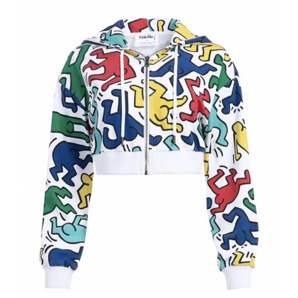 Alice + Olivia x Keith Haring Barron Cropped Hoodie FADING - Picture 4 of 11